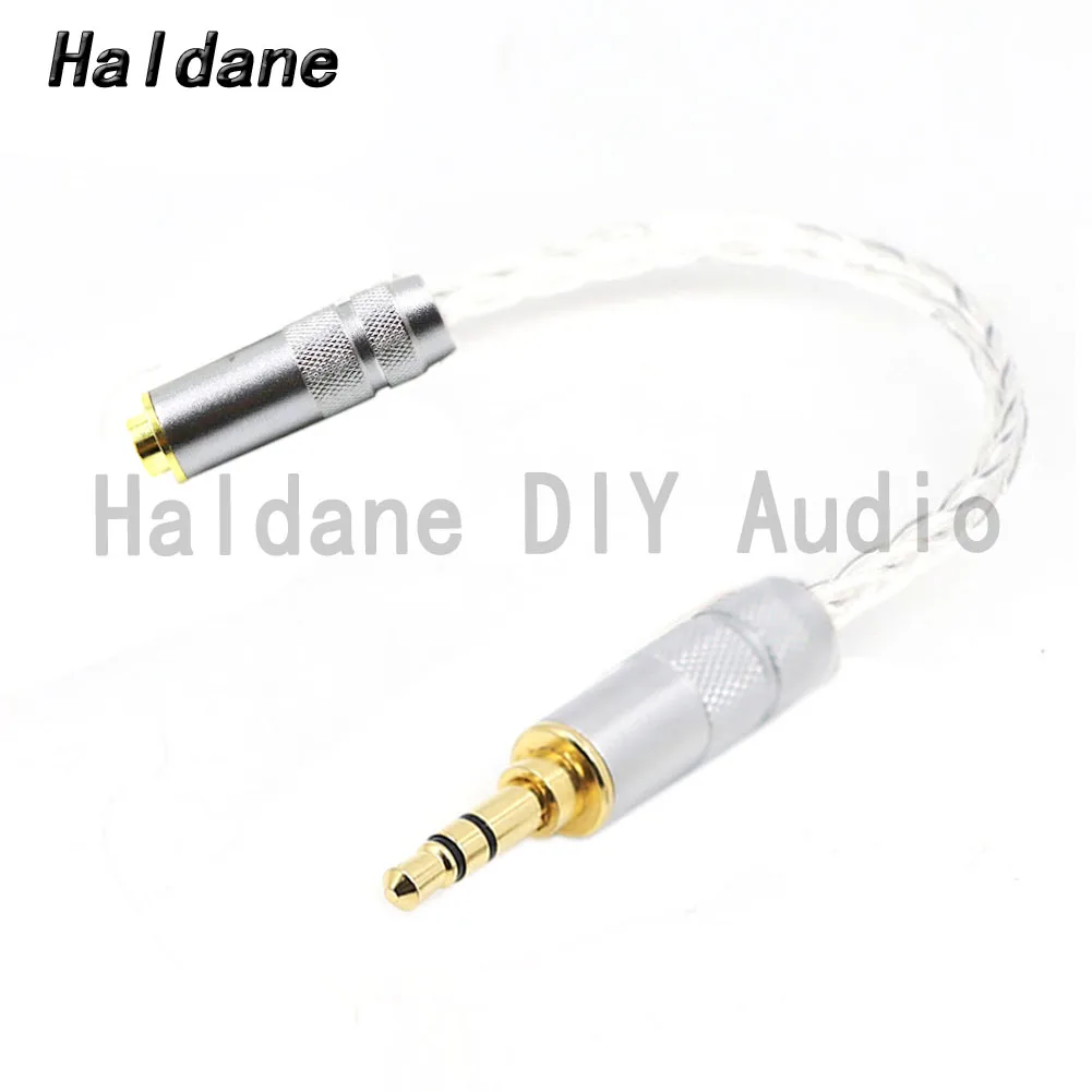 Haldane HIFI DIY 3.5mm Stero 3pin Male to 4.4mm Balanced Silver Plated Audio Adapter Cable 3.5 to 4.4 Connector Cord