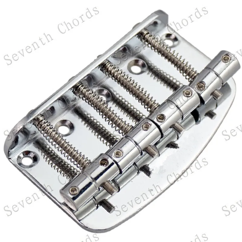 Ein Satz verchromter Curve-Baseplate-Vintage-4-Saiten-Sattel-Bassbrücken-Gitarrenzubehörteile für Musikinstrumente – Detail 2