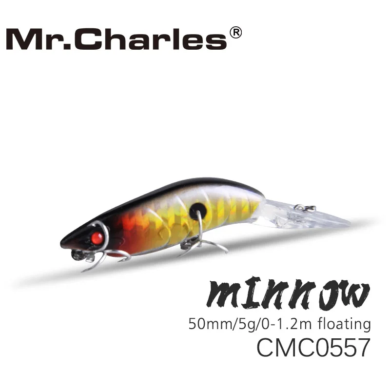 Mr.charles-ハードフィッシングルアー,フローティングフック,50mm/5g,0〜1.2m