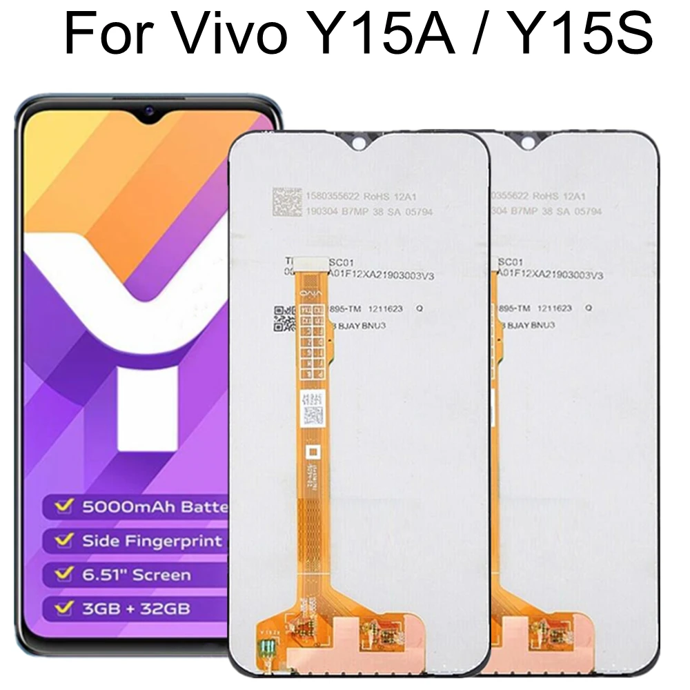 

For Vivo Y15S Y15A 2021 V2120 LCD Display Touch Screen Digitizer Assembly