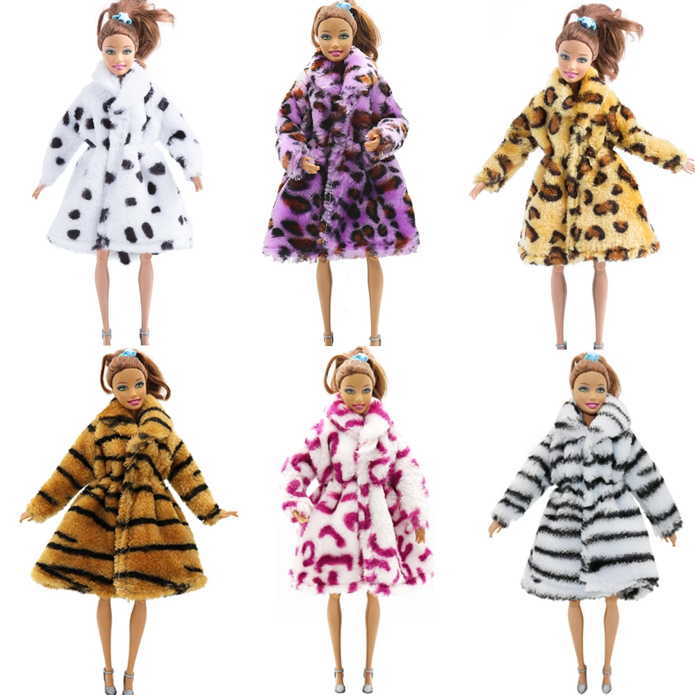 NK 1 Pcs Handmade Coat Sweater  For 12'' Doll Accessories Dress Fur Clothes for Barbie Doll Winter Wear Outfit  Kid Toy JJ