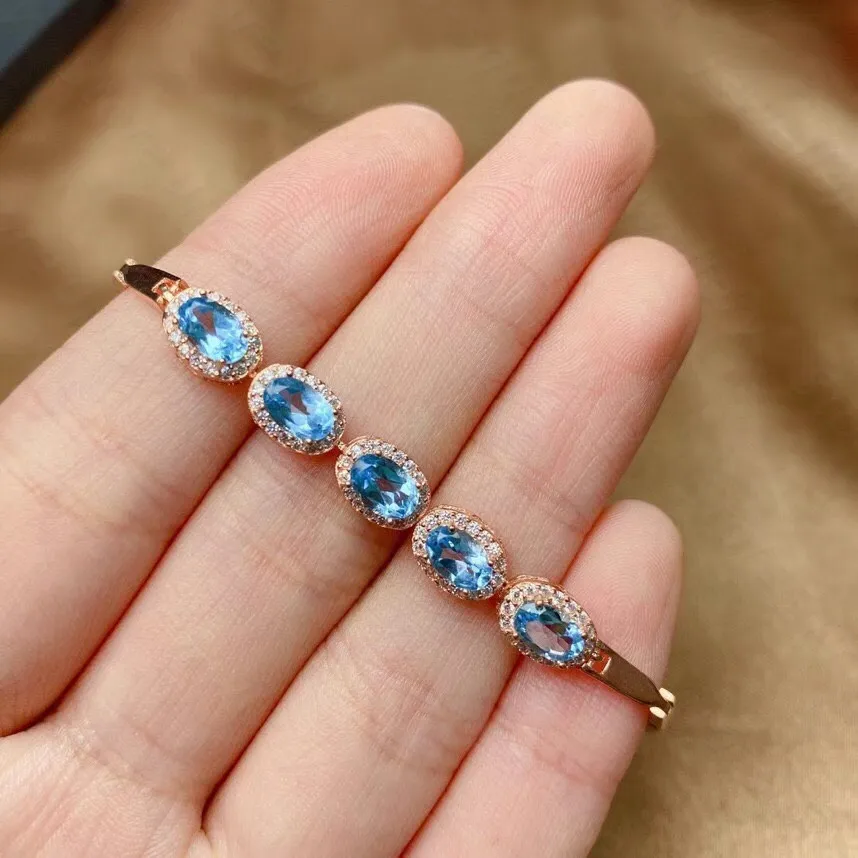 

New Natural Topaz Bracelet 925 Silver Young Style High-quality Light Luxury Gift for Girlfriend and Girlfriend