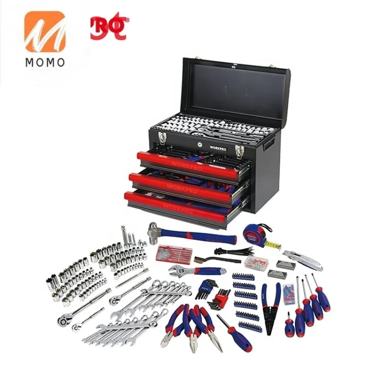 480 PC Mechanical Tools Kit with Tool bag Storage Case Hand Metal File 3-Drawer Heavy Duty Metal Box