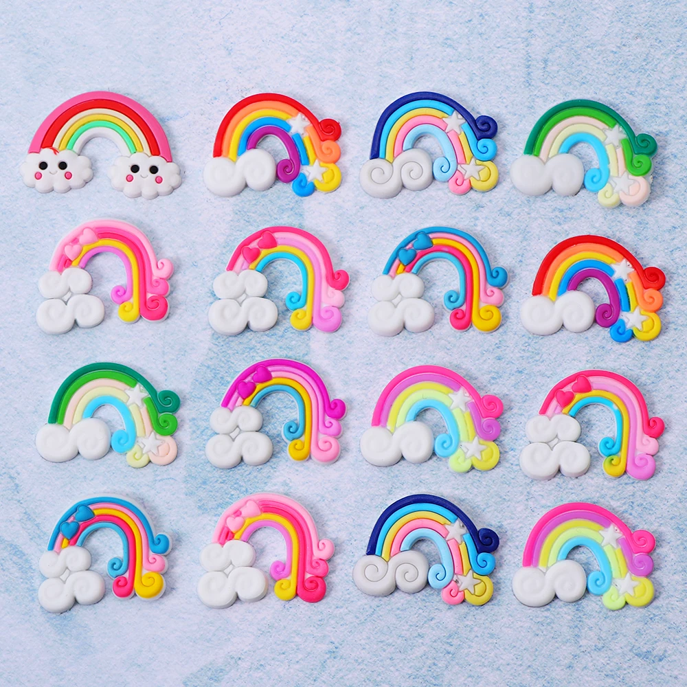 10pc Mix Soft Rainbow PVC Flexible Glue Rubber Flat Back DIY Hair Scrapbook Embellishment Phone Craft Decoration