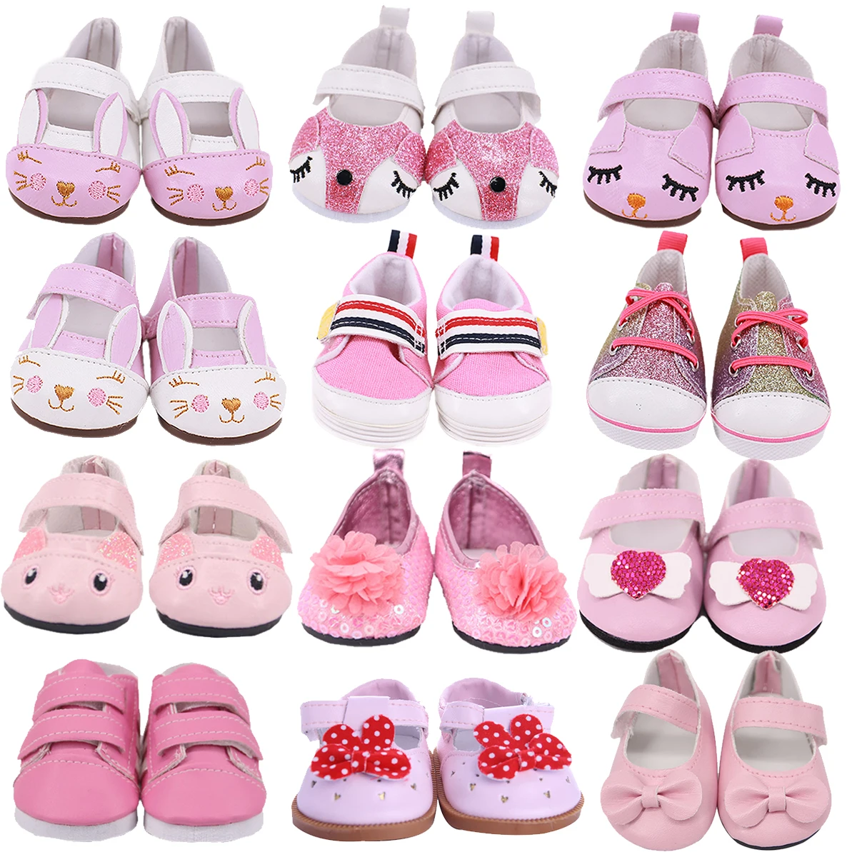 7cm Pink Series Cute Cat Doll Shoes For 18Inch American Doll 43CM Reborn Baby Doll,Toys For Girl,Our Generation Doll Accessories