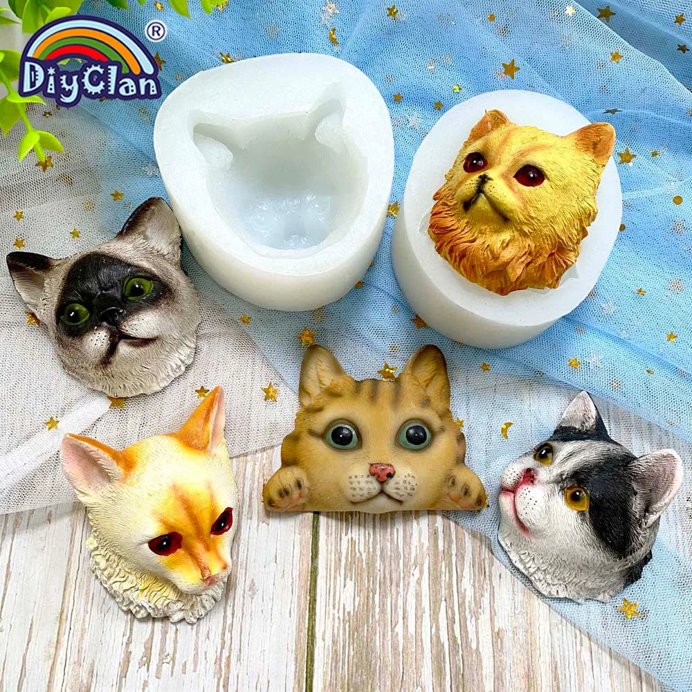 Cat Face Silicone Mold Fondant Cake Chocolate Mousse Decoration Handmade Soap Resin Clay Gypsum Candle Mould Kitchen Baking Tool