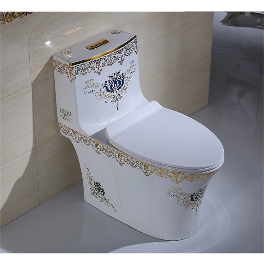 M22155 Household Ceramic Toilet Small Floor Type One Piece Luxury Toilet Creative Adult Bathroom Seat Flushing Siphon Toilet