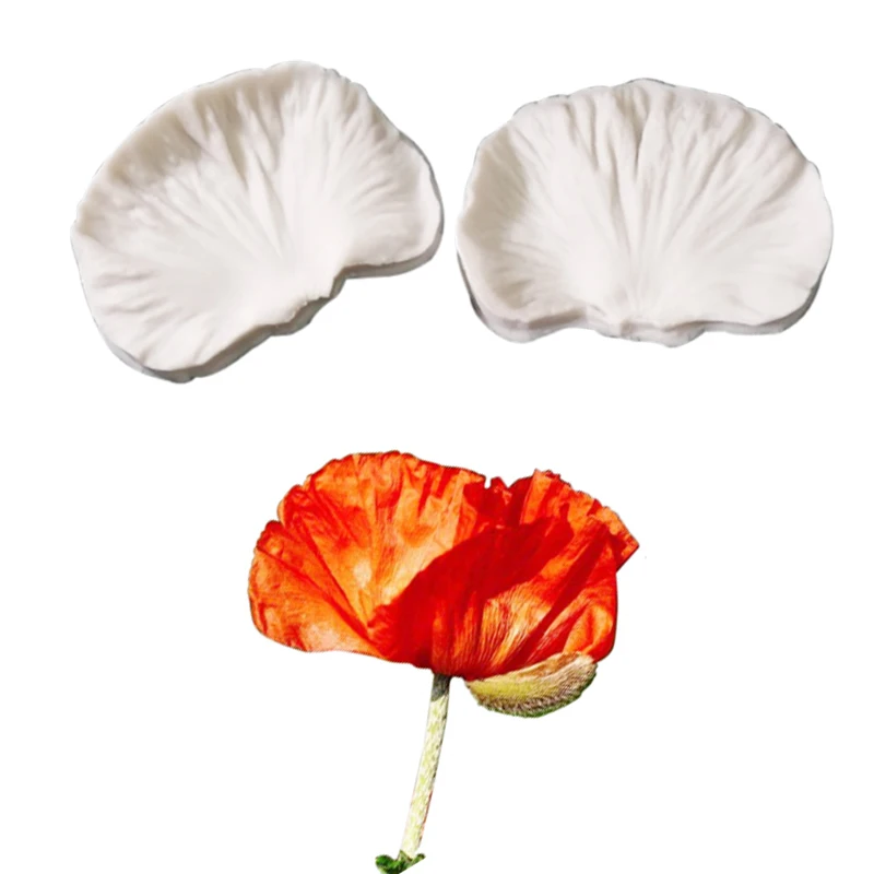 Poppy Petal Flower Veiners Silicone Molds Fondant Sugarcraft Gumpaste Resin Clay Water Paper Cake Decorating Tools M2168