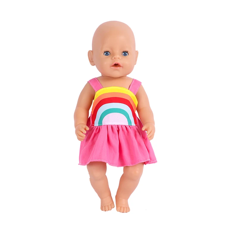 43CM Puppe Kleidung 18 Zoll Regenbogen Kleid Für Fit Bjd1/4 Puppe Amerikanische Mädchen Baby Geboren Mädchen Geburtstag festival Geschenk Puppe Zubehör