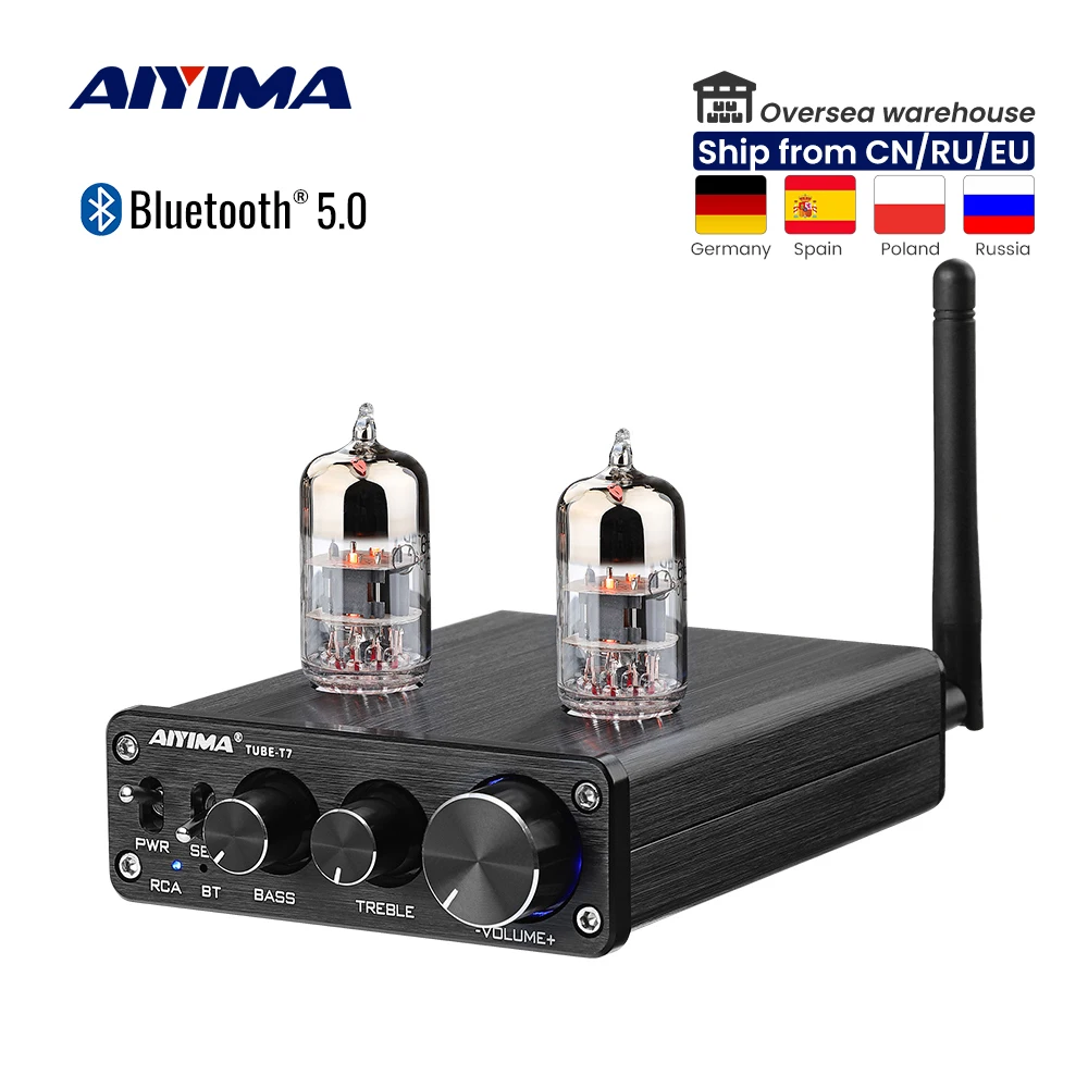 AIYIMA Bluetooth 5,0 6H3N tubo amplificador preamplificador HiFi estéreo vacío bilis tubo preamplificador con Control de tono de graves agudos