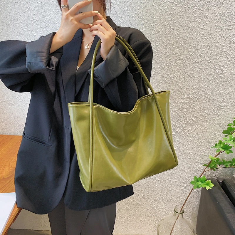 Soft PU Leather Big Tote Bags for Women 2021 Winter Trends Shoulder Bag Ladies Designer Top Handle Bag Practical Bolsa Feminina