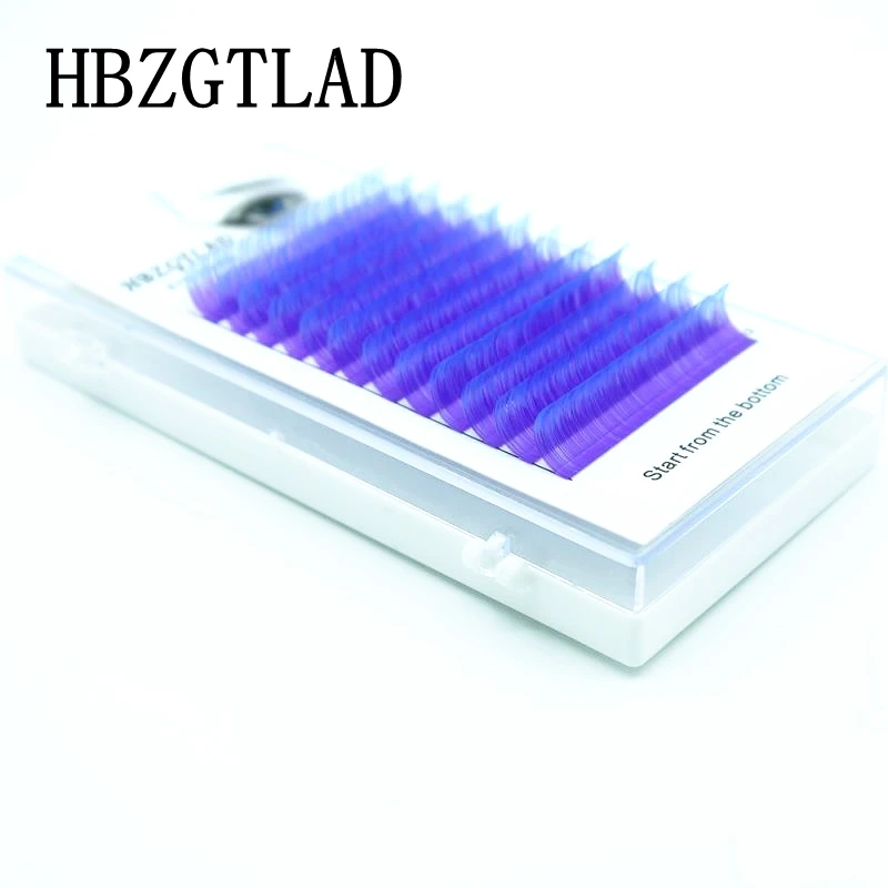 HBZGTLAD New C/D 8-15mm false lashes Gradient Water purple+blue green eyelash individual colored lashes Faux eyelash extensions