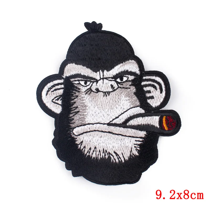 Prajna Punk Cool Animals Embroidered Patches For Clothing Stickers Applique Patch Iron On Patches On Clothes Stripe Badges Decor