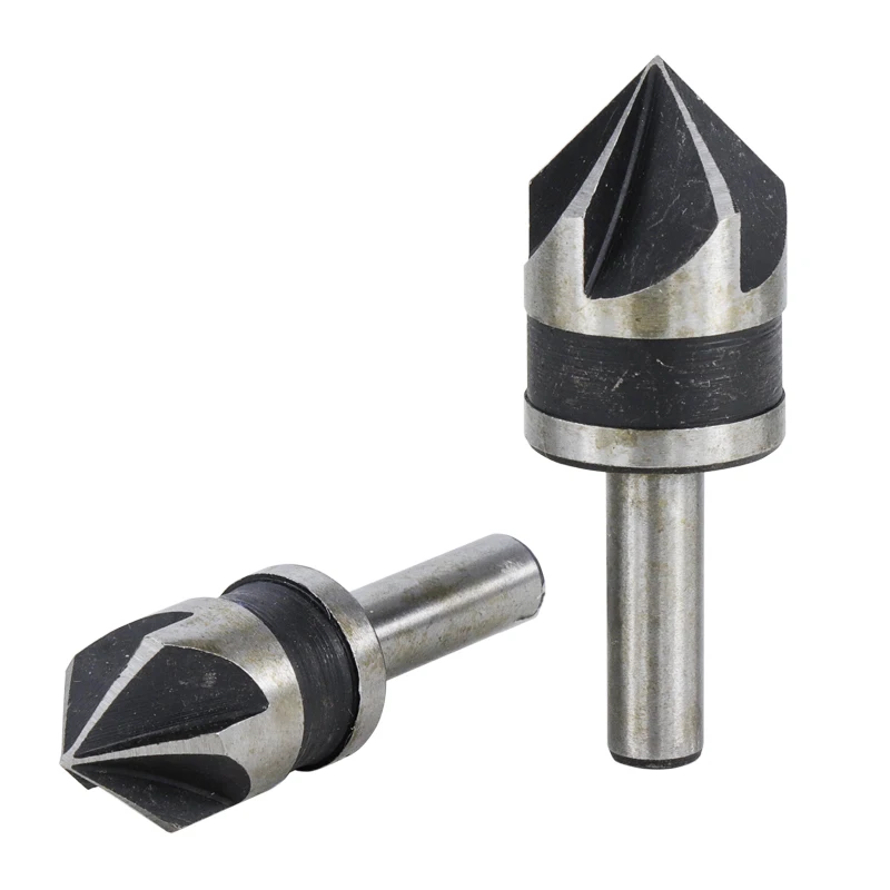 XCAN Chamfering Cutter 2pcs 12 16mm 82 Degrees Wood Metal Hole Cutter 5 Flute Hole Drill Countersink Drill Bit