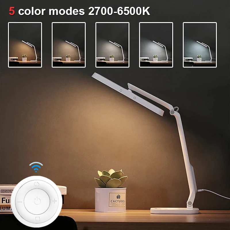 

Remote Control LED Desk Lamp Eye-Caring Adjustable Office Lamp USB Charging Touch Control Memory Function Reading Table Lights