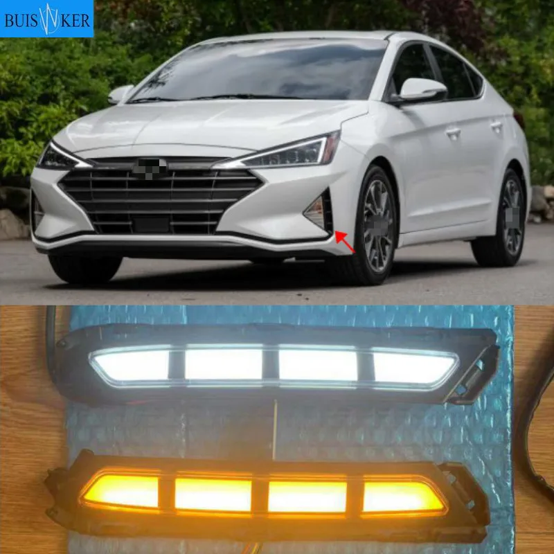 

DRL for Hyundai Elantra 2019 2020 AVANTE LED Daytime Running Lights Daylight fog lamp with with Yellow Turn signal style relay