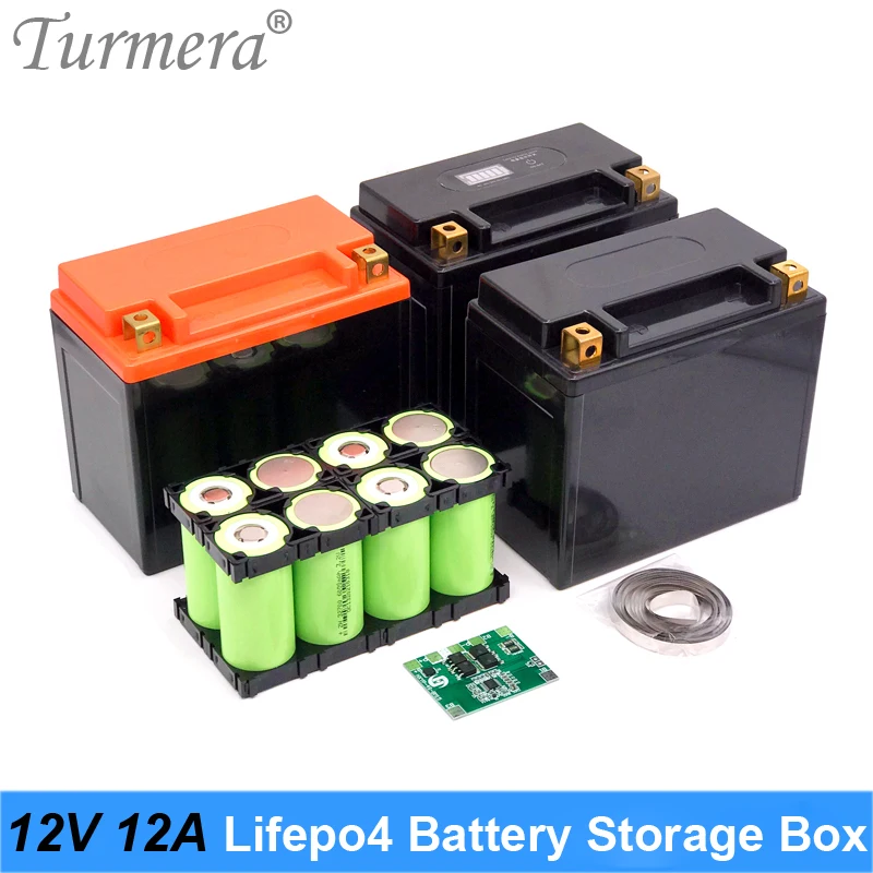 

Turmera 12V 12Ah Motorcycle Battery Storage Box with 4S 20A 12.8V BMS 2X4 Holder Nickel for 8Pieces 32700 Lifepo4 Batteries Use