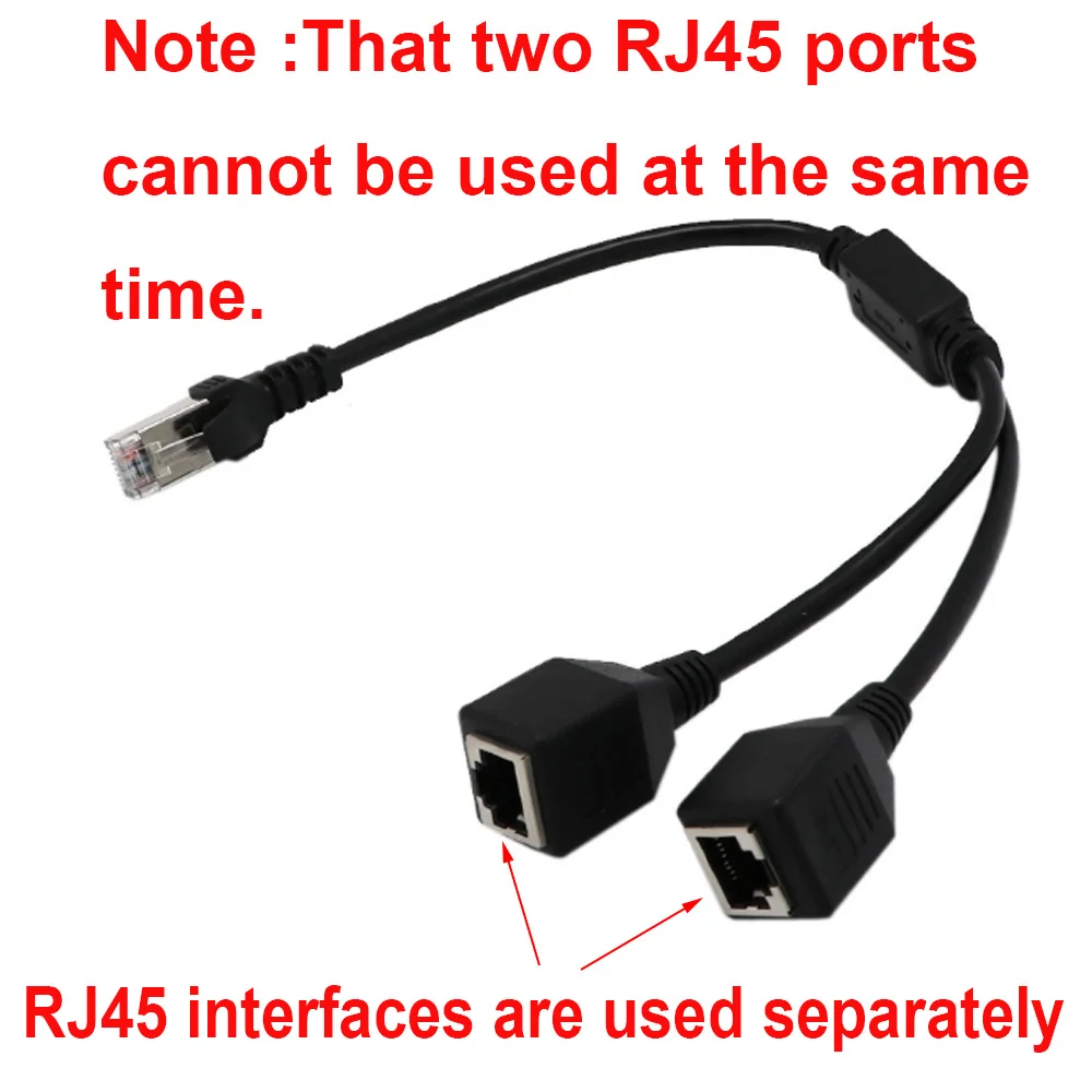 RJ45 1 Stecker auf 2 Buchsen LAN-Kabel Buchse Port Ethernet Netzwerk Splitter Y Stabile Übertragung Cat5e Cat5 Cat6 Einfaches Adapterkabel