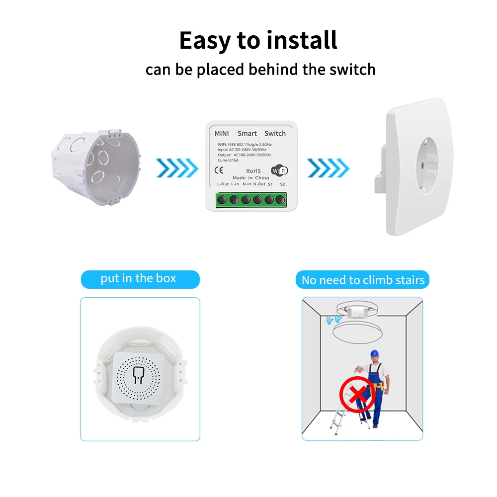 Tuya Wifi Smart MIni Switch Interruptor Zigbee Works with Alexa Google Home 2 Way Voice Control