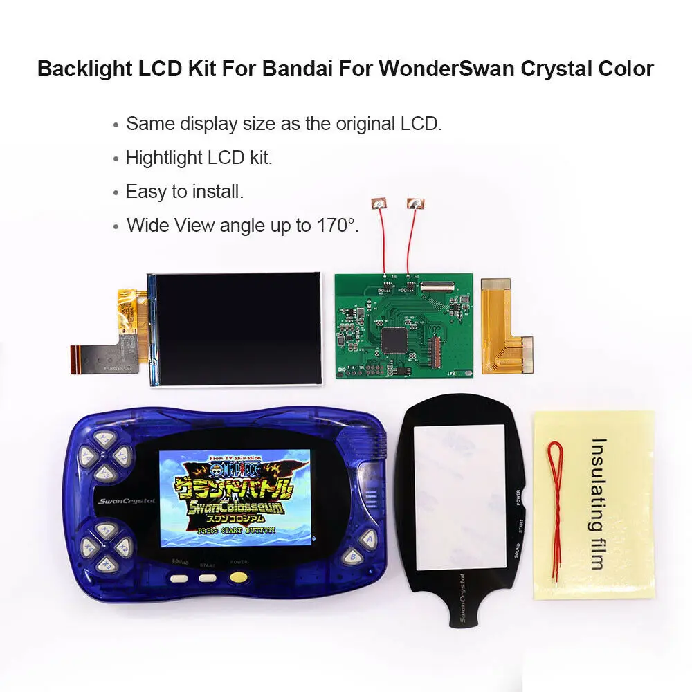 WSCC Hightlight IPS LCD Screen Kit Backlight Mod For WonderSwan Crystal Color WSCC