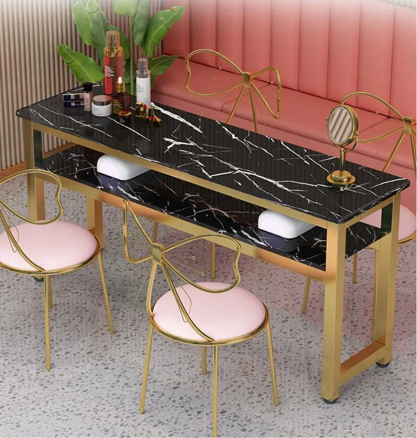 Manicure table simple modern single double three person manicure table table table chair set simple table double deck