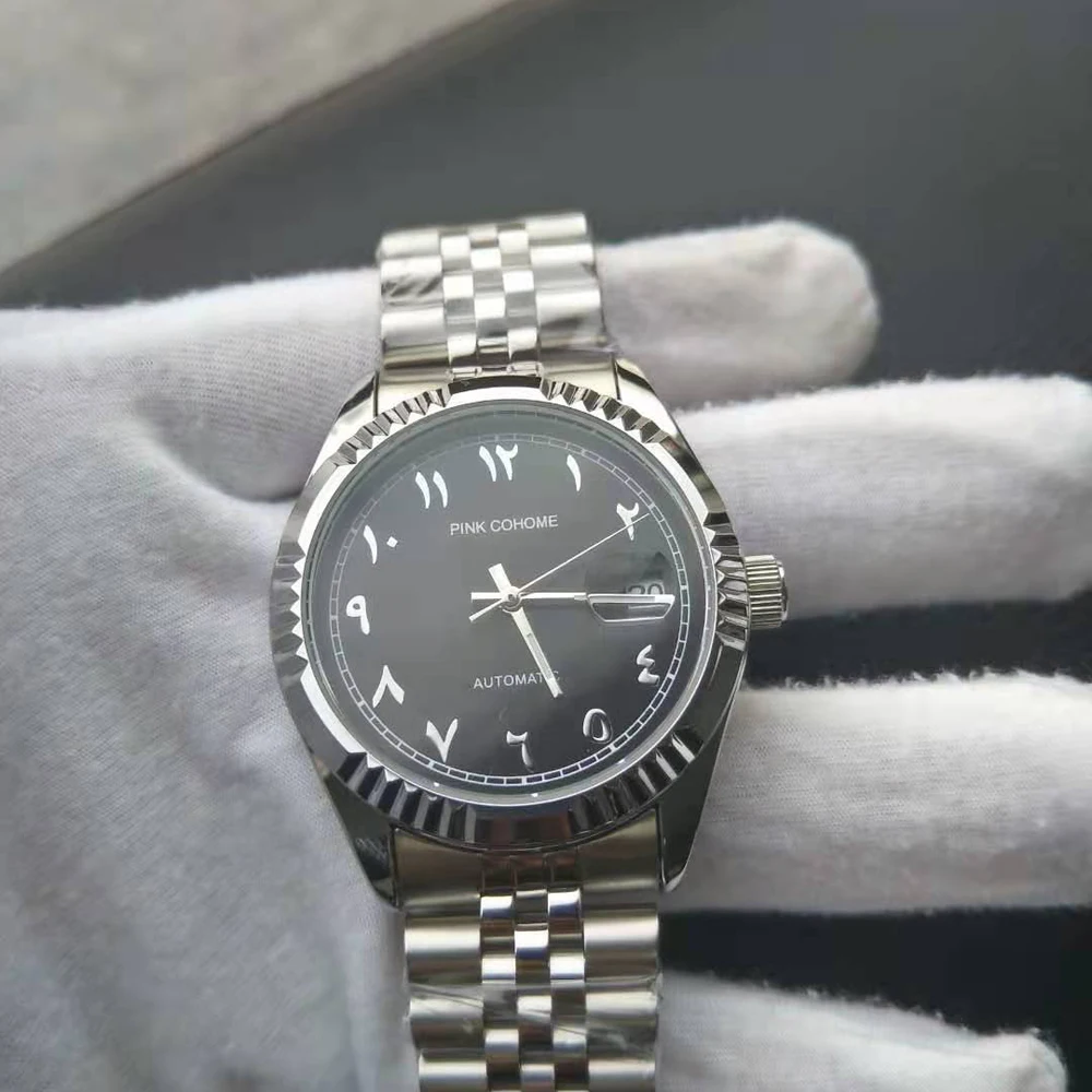 Steel Watches Arabic Numerals Automatic Timepieces Solid Watchband Waterproof Arab Numbers Wristwatch Islamic стальные