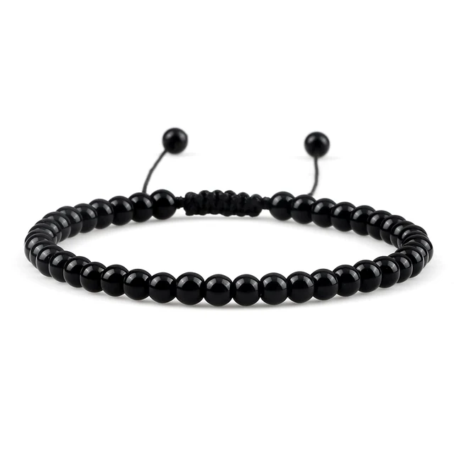 Adjustable 4mm Chakra Beads Bracelet Mini Natural Stone Agats Lava Tiger Eye Beaded Bracelets & Bangles Women Men Gift Jewelry