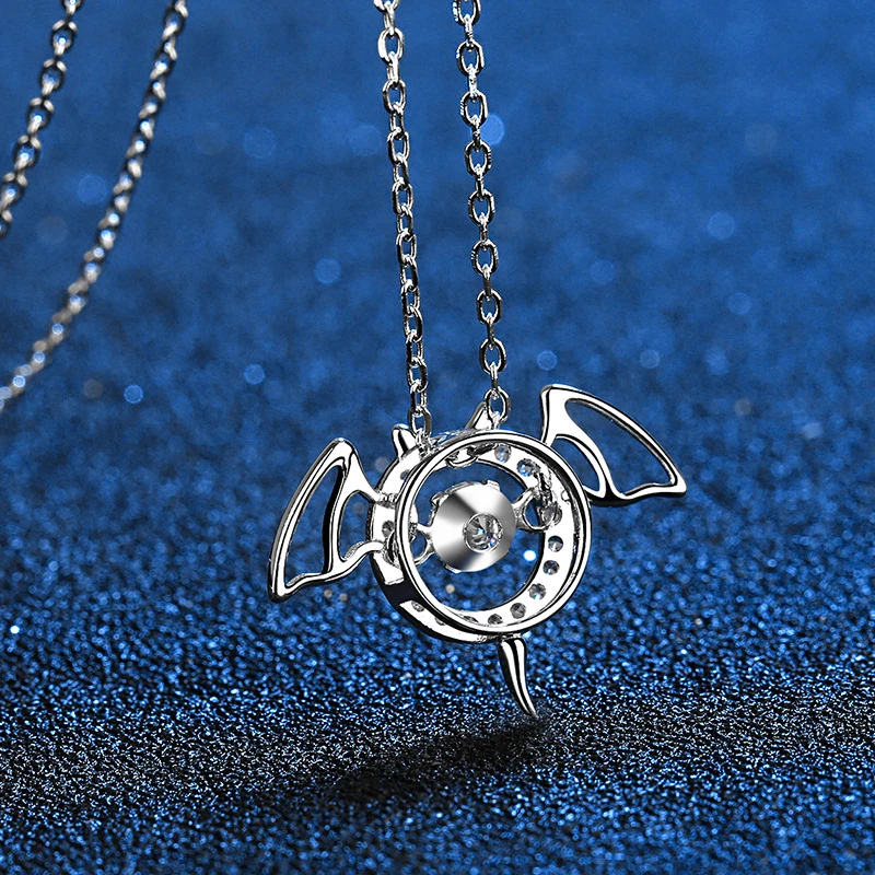 Imagem -02 - Colar Moissanite Real com Pingente Brilhante Morcego Diabo Mau para Mulheres e Homens Presente de Aniversário Joias Finas