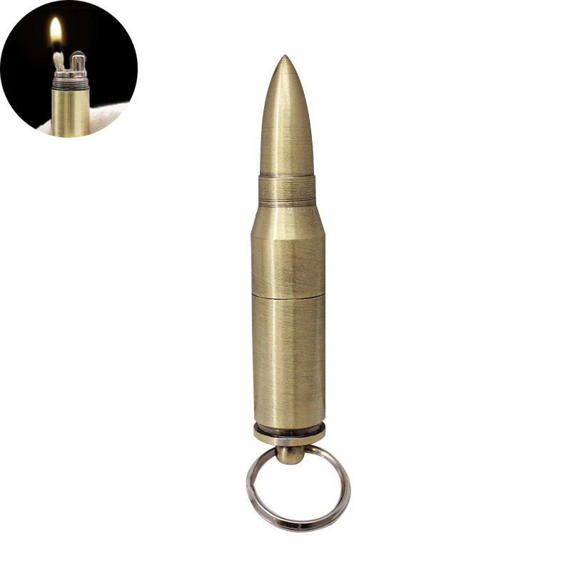 Mini Bullet Lighter Key Chain Refillable Flame Kerosene Oil Lighter Cigarette Lighters Outdoor Tool Men Gadget