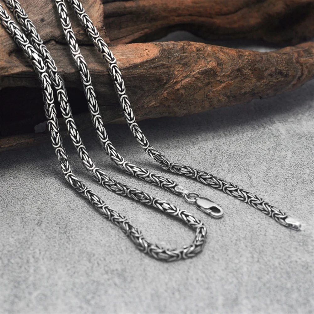 Solid 925 Sterling Silver BYZANTINE Chain Necklace 2.5mm Thick Handmade Craft Vintage Retro Jewelry Gift for Men Women Couple