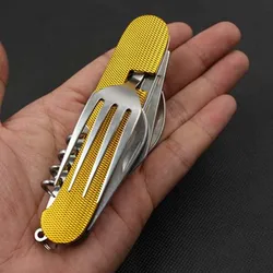 Multifunctional Foldable Pocket Stainless Steel Outdoor Camping Picnic Cutlery Knife Fork Spoon Tableware Parts
