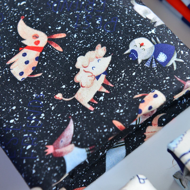 100% Cotton Cartoon Dogs Digital Printing Fabric For Sewing Children Clothes Shirts DIY Handmade Bags Per Half Meter