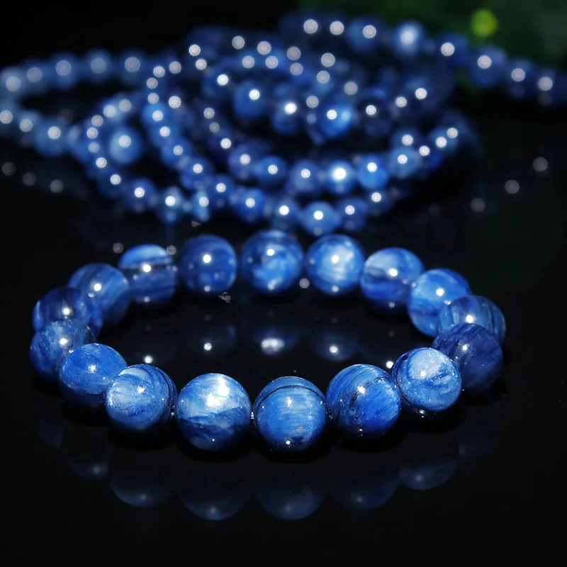 Nature Kyanite Bracelets Men Natural Healing Energy Cyanite Bracelet Polished 8mm Disthene Beads Bangle Pulsera Women Jewelry