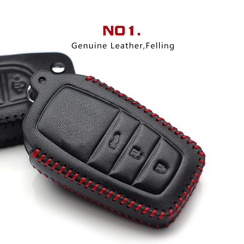 Genuine Leather Car Key Case Cover For Toyota Aygo Chr Prius Camry Yaris Rav4 Corolla Hilux Avensis Highlander Keyring Keychain