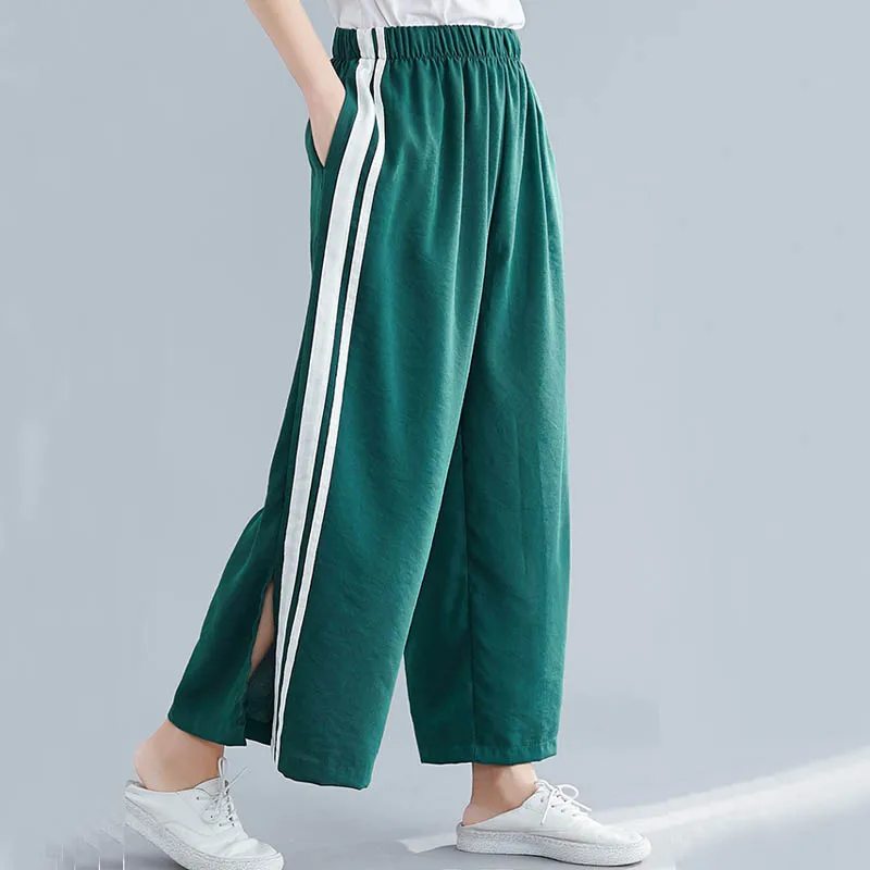 Summer Cropped Wide leg pants women Oversized 5XL 6XL 7XL 8XL pants women green black colors