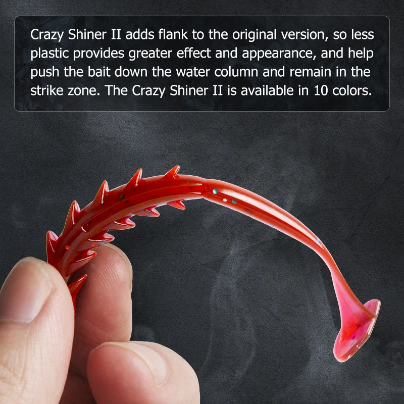 Meredith-soft silicone lure crazy Shiner II, 65mm, 1.54g, with T-tail, swimbait, artificial bait, shad, 20PCs