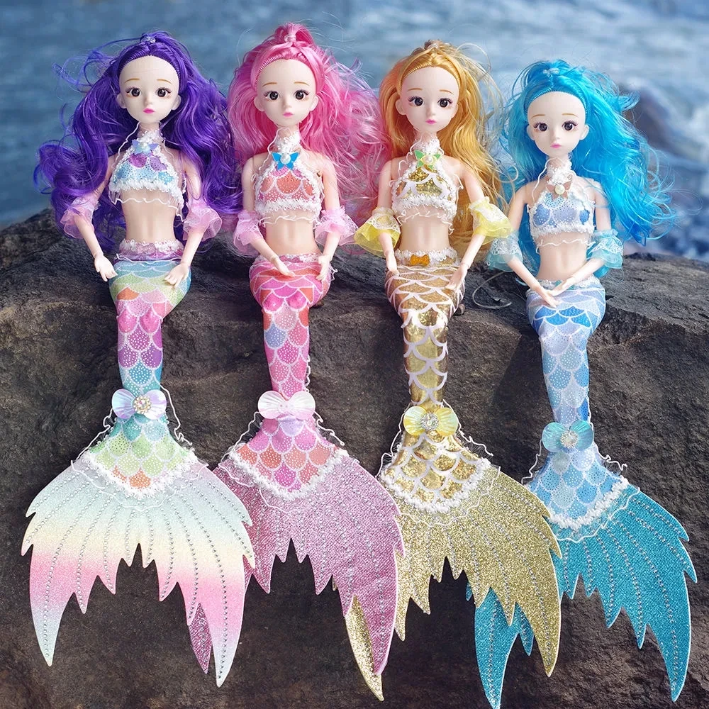 48cm Bjd Doll Baby Mermaid Doll Girl Toy 13 Joints Movable Colorful Mermaid Bjd Doll New Fish Tail Christmas Gifts Children Toys