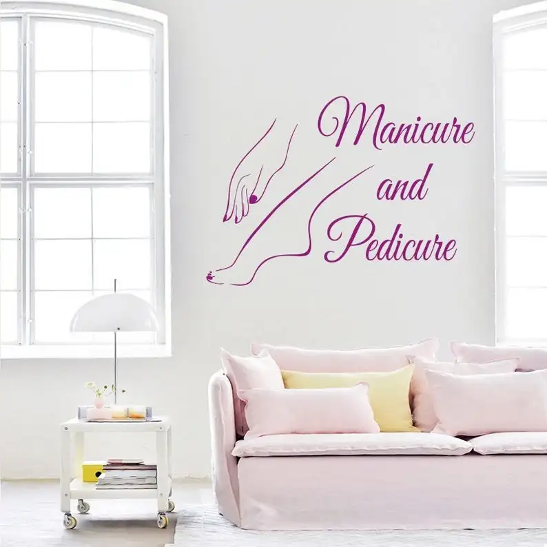 Beauty Salon Manicure Pedicure Nails Salon Wall Sticker Vinyl Home Decor Interior Design Art Text Window Decal Mural Poster A508