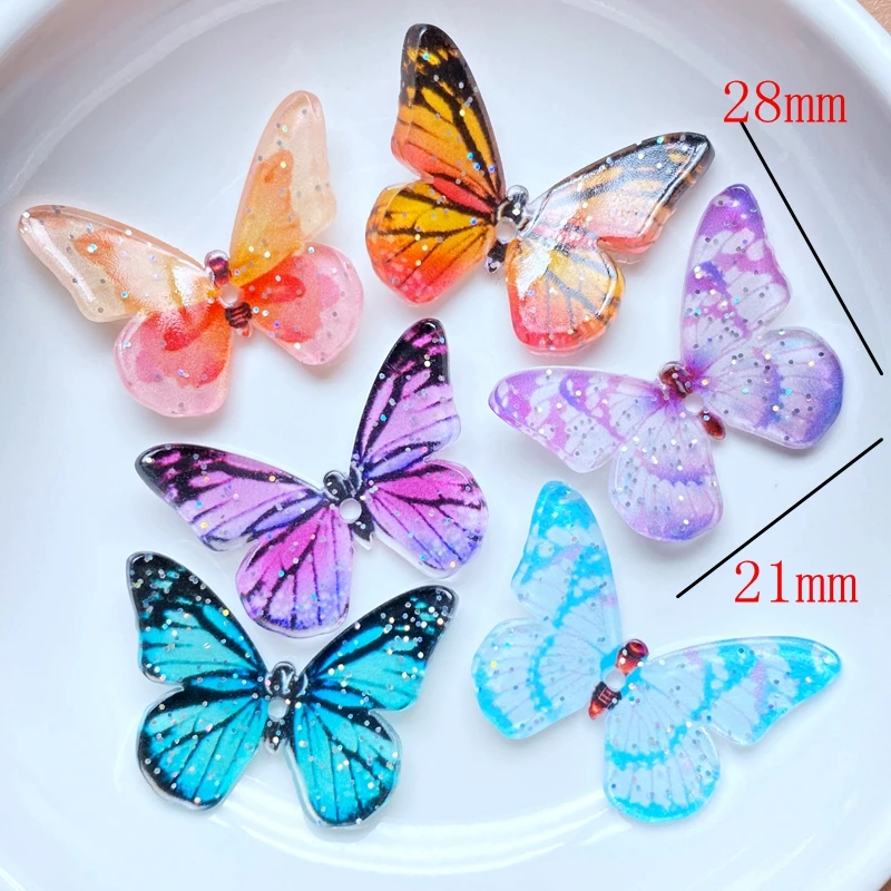 10Pcs Resin Lovely Mixed Cute Color 3D Butterfly Cabochon Scrapbook Kawaii DIY Embellishments Accessories K59