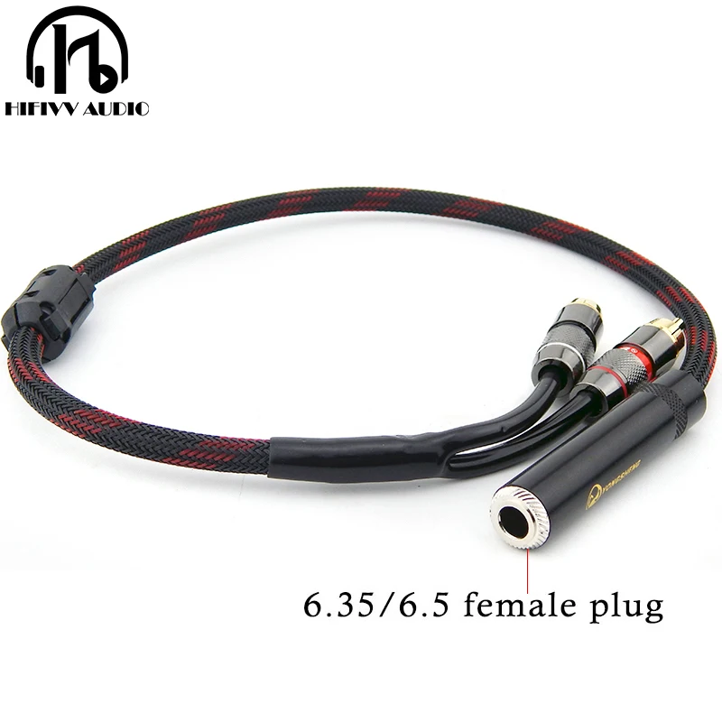 Hifi rca кабель аудио сигнал провод разъем 6,5 мм 6,35 мм гнездо один-два RCA Интерфейс hifi усилитель аудио кабель