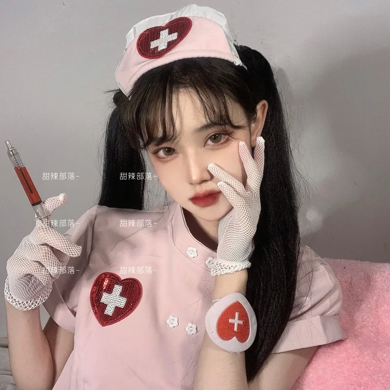 Passion Suit Japanese Cute Nurse Uniform Sweet Pleated High Waist Skirt Doctor Cosplay Costume Sexy Pajamas Student Kawaii Style