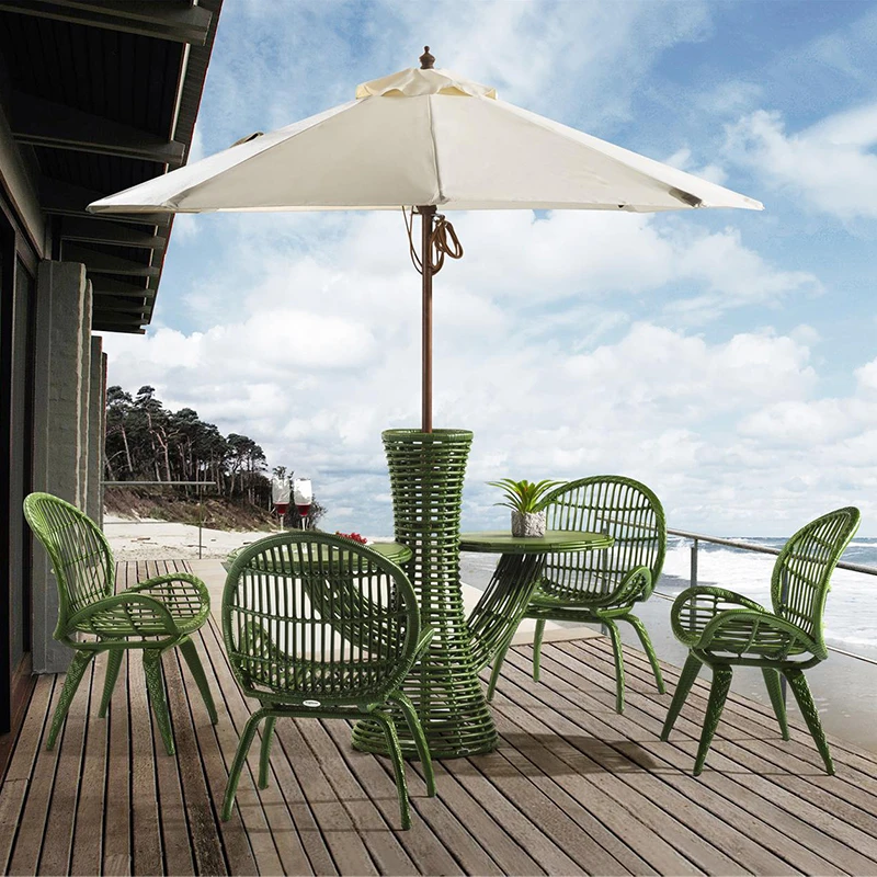 5 pcs Outdoor Rattan Table And Chairs Sets Rattan Dining Chair Table Garden 4 Seater Wicker Patio Outdoor Furniture Garden Set