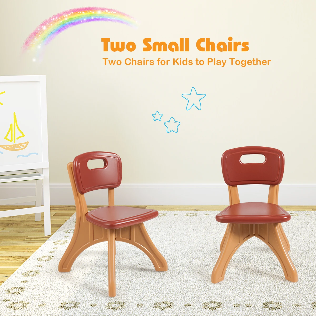 Ensemble Table et chaise pour enfants, mobilier de jeu avec rangement intérieur/jardin