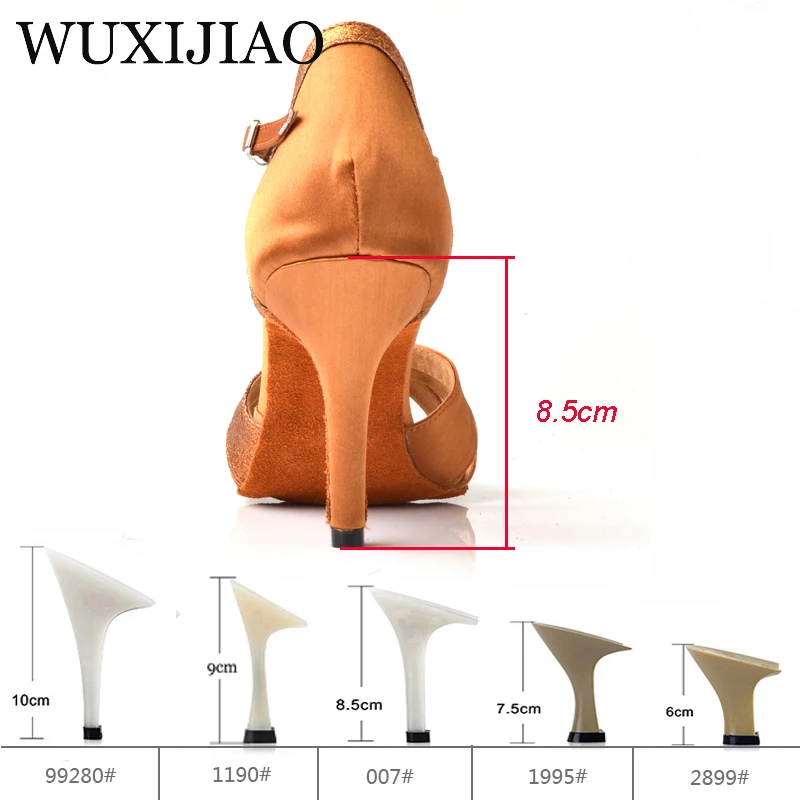 WUXIJIAO Latin dance shoes Salsa women\'s bronze satin unique tailor design satin shoes for ballroom dancing  Tango shoes