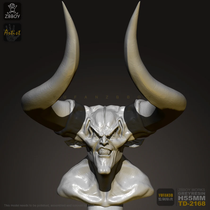 

55mm Resin Bust Kits Hell Demon Head Resin Model Self-assembled TD-2168