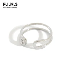 F.I.N.S Simple Double Layered Silver 925 Ring Pin Shaped Sterling Silver Rings for Women Female Costume Fashion Fine Jewelry