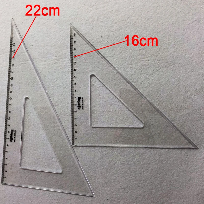 Rotring transparent Set Square Triangular Ruler 2pcs drawing tools