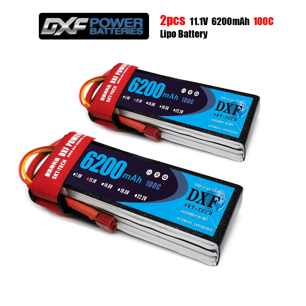 

DXF 3S 11.1V 6200mah 100C-200C Lipo Battery 3S XT60 T Deans XT90 EC5 50C For Racing FPV Drone Airplanes Off-Road Car Boats