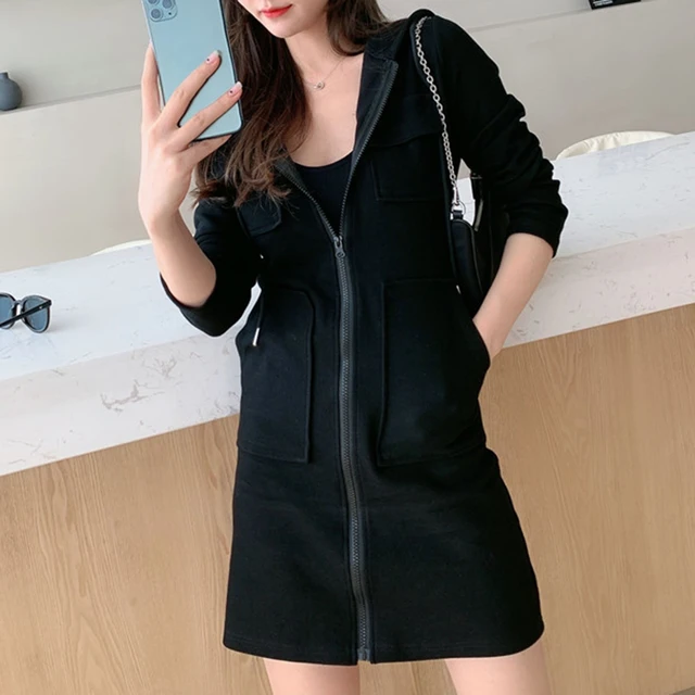 Zip up sweatshirt dress hotsell