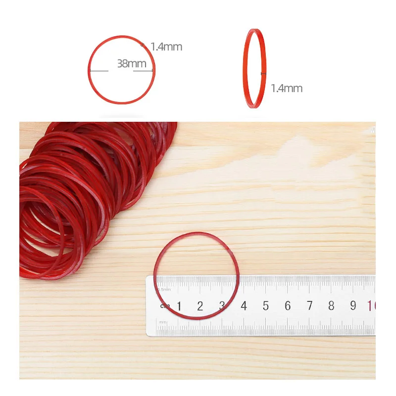 Kualitas Tinggi Warna Merah Karet Gelang Elastis Merenggang Kokoh Alami O Cincin Diameter 19-43Mm Tebal 1.4/1.5Mm